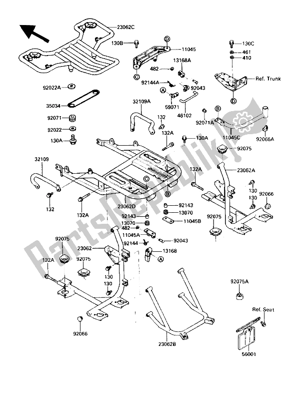 Alle onderdelen voor de Accessoire (kofferbeugel) van de Kawasaki ZG 1200 B1 1990