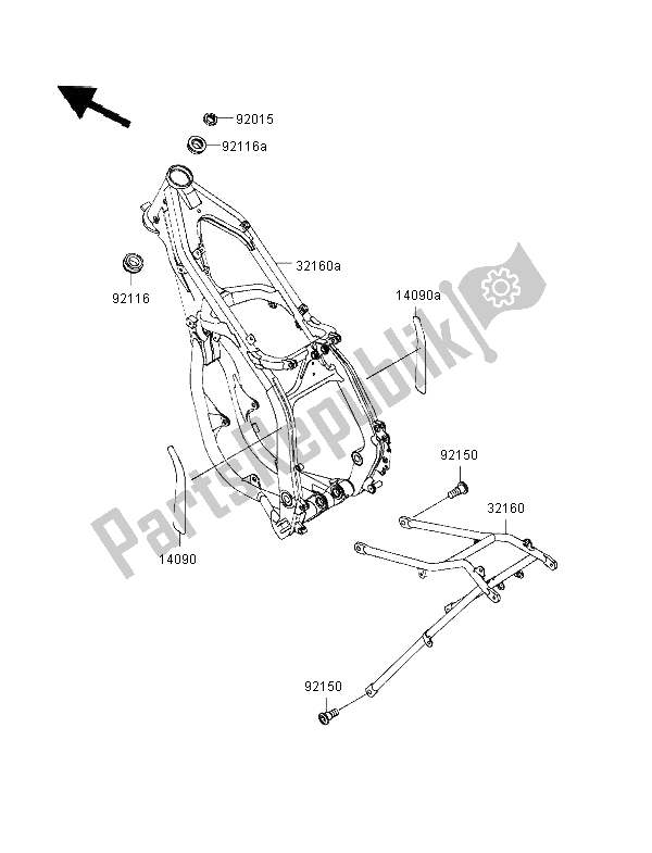 Tutte le parti per il Telaio del Kawasaki KX 125 1996