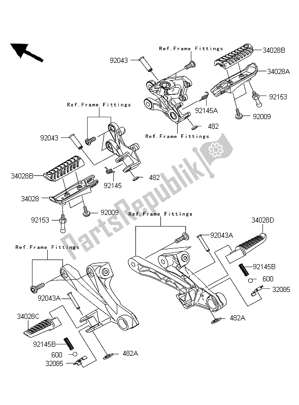 Tutte le parti per il Poggiapiedi del Kawasaki ZZR 1400 ABS 2009