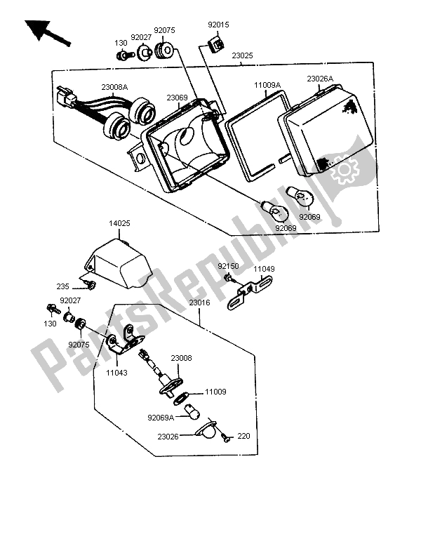 All parts for the Taillight of the Kawasaki GPX 600R 1997