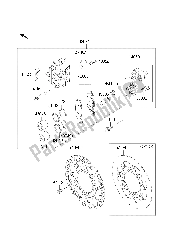 All parts for the Front Brake of the Kawasaki KX 250 2002