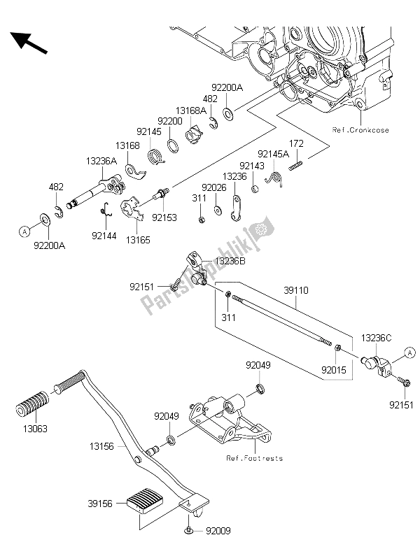 All parts for the Gear Change Mechanism of the Kawasaki Vulcan 1700 Nomad ABS 2015