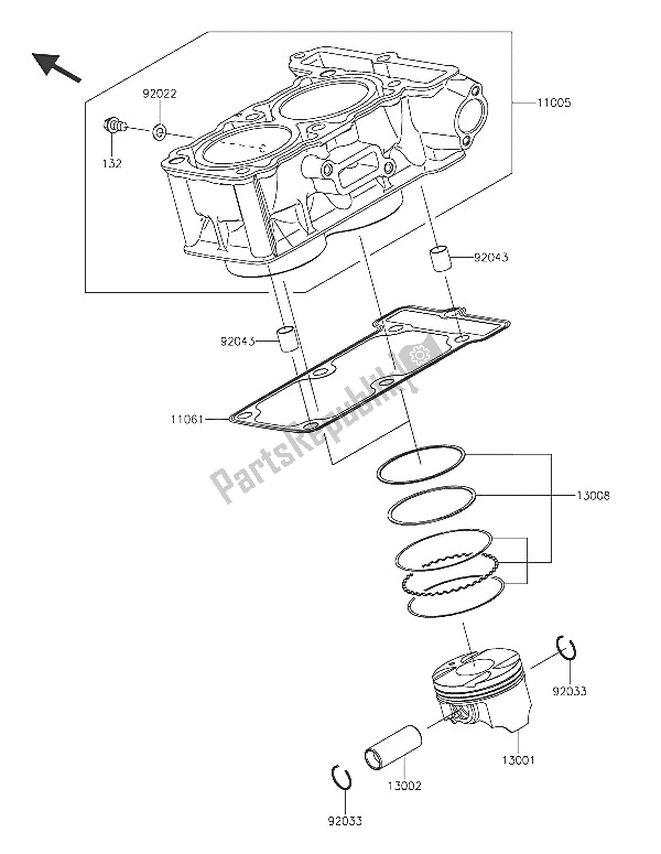 Toutes les pièces pour le Cylindre Et Piston (s) du Kawasaki Ninja 300 ABS 2016