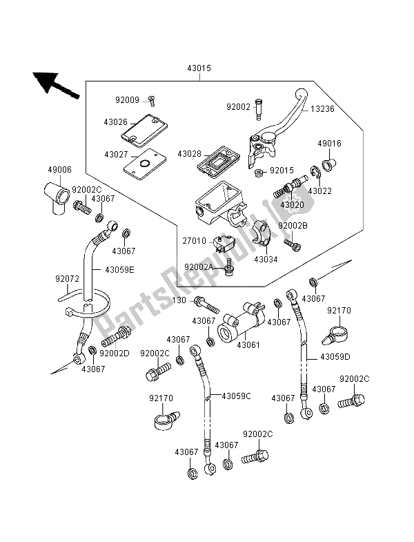 All parts for the Front Master Cylinder of the Kawasaki ZZR 600 1995