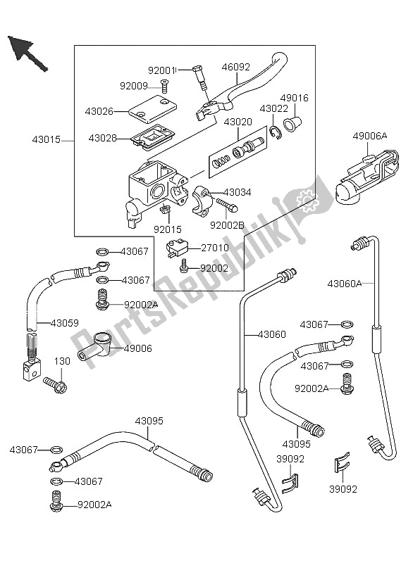 All parts for the Front Master Cylinder of the Kawasaki KLF 300 4X4 2005