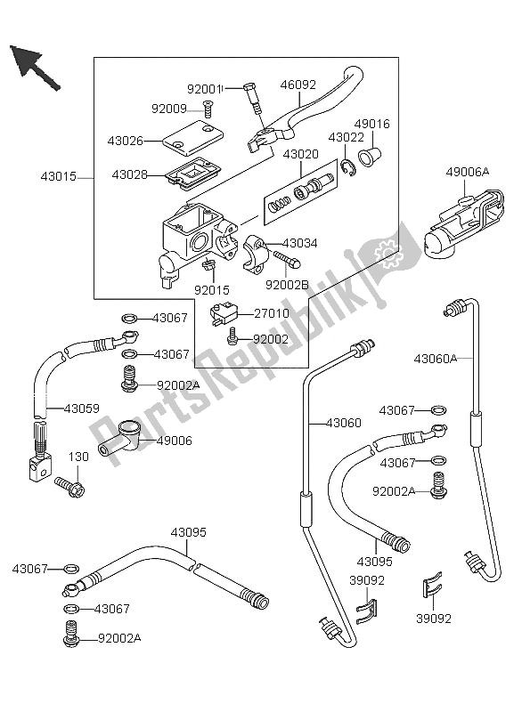Tutte le parti per il Pompa Freno Anteriore del Kawasaki KLF 300 4X4 2005