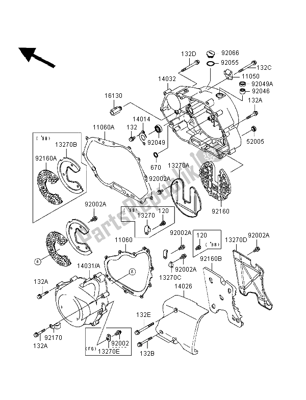 Toutes les pièces pour le Couvert De Moteur du Kawasaki Eliminator 125 1998