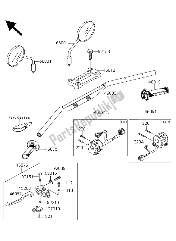 All parts for the Handlebar of the Kawasaki KLX 250 2011