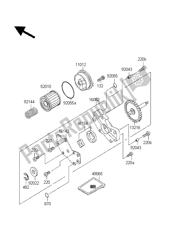 All parts for the Oil Pump of the Kawasaki KLX 250R 1995