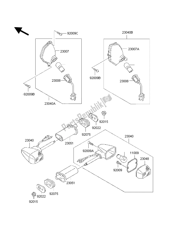 All parts for the Turn Signals of the Kawasaki 1000 GTR 1997