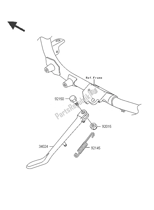 All parts for the Stand of the Kawasaki VN 1600 Mean Streak 2005