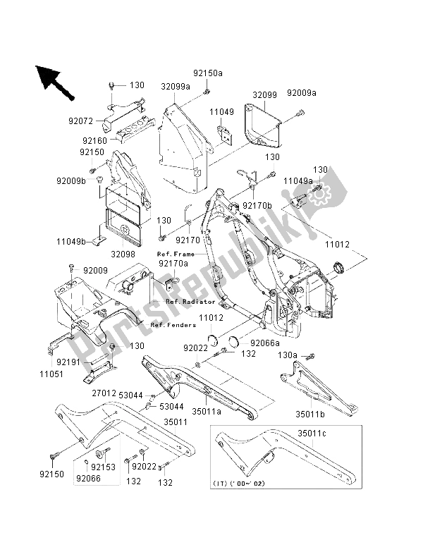 All parts for the Frame Fittings of the Kawasaki VN 800 Classic 2000