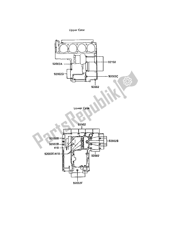 Tutte le parti per il Modello Del Bullone Del Basamento del Kawasaki GPZ 900R 1988