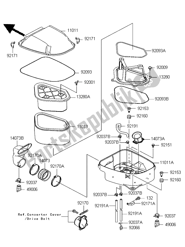 All parts for the Air Cleaner of the Kawasaki KFX 700 KSV 700B6F 2006