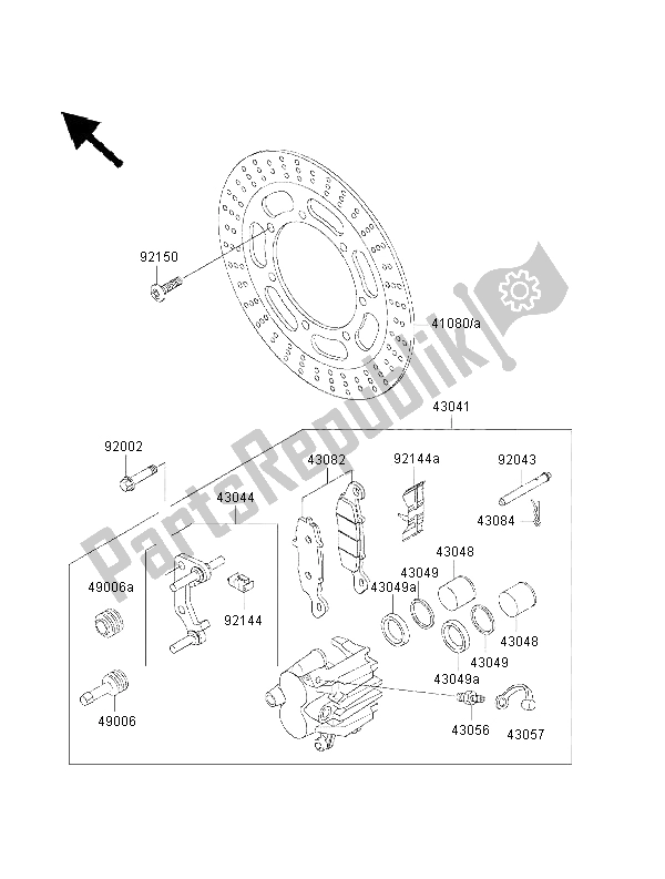All parts for the Front Brake of the Kawasaki VN 800 Classic 2000