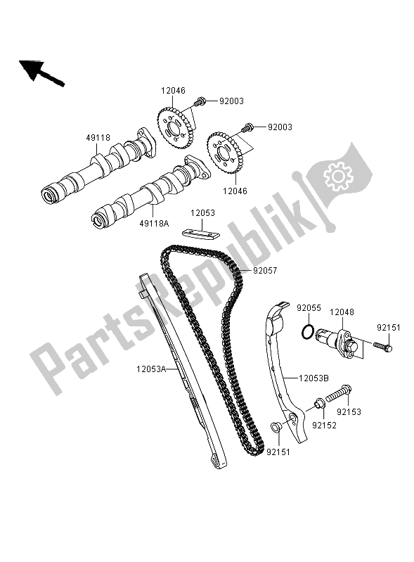 Alle onderdelen voor de Nokkenas En Spanner van de Kawasaki Versys 650 2008