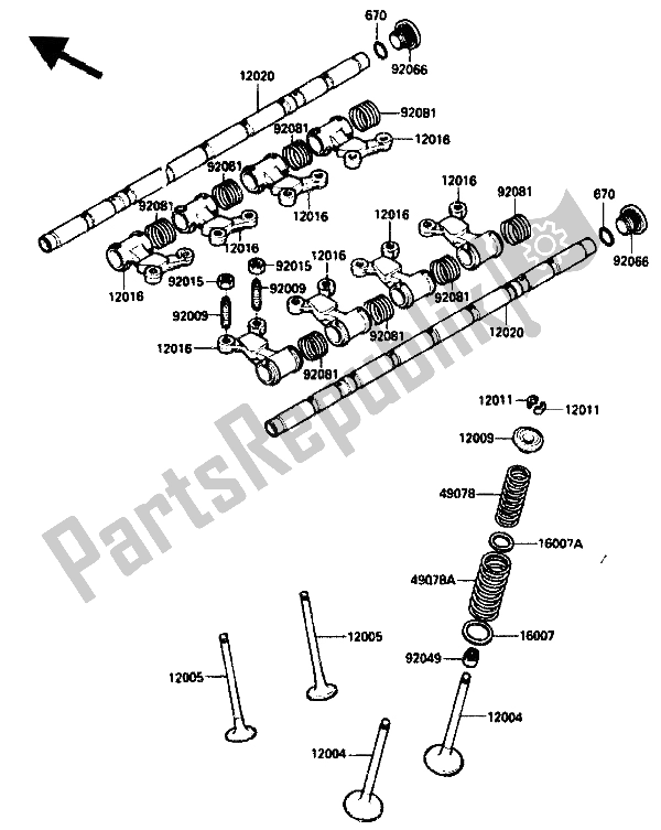 Wszystkie części do Zawór Kawasaki GPZ 750R 1985
