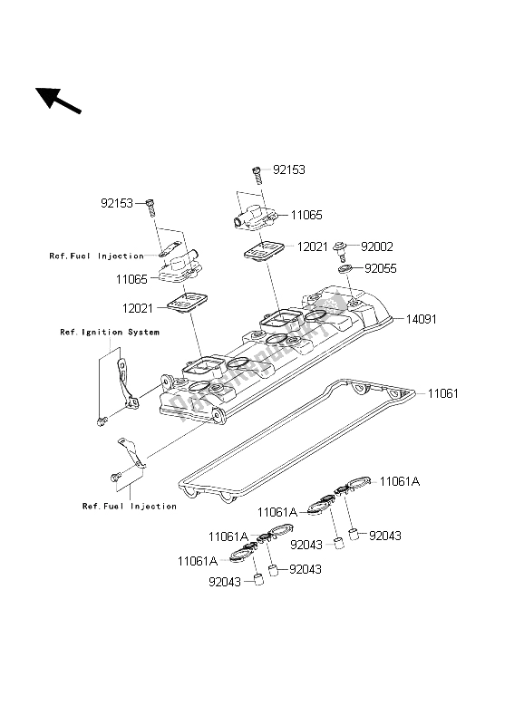 Todas las partes para Cubierta De Tapa De Cilindro de Kawasaki Ninja ZX 10 RR 1000 2004