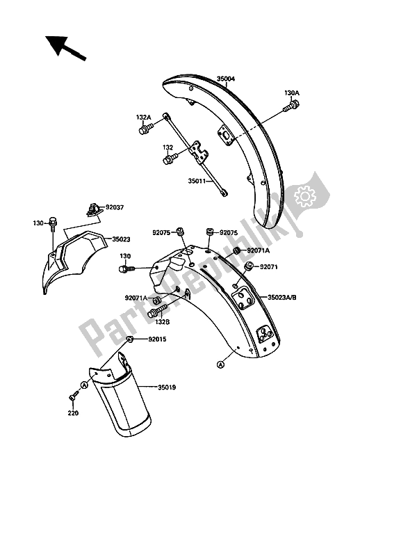 Tutte le parti per il Parafango del Kawasaki VN 15 1500 1991