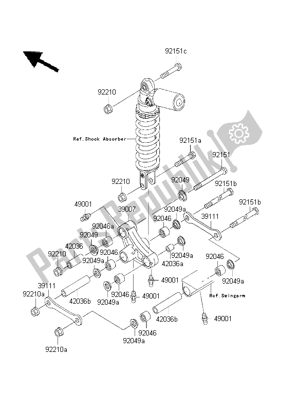 All parts for the Suspension of the Kawasaki Ninja ZX 12R 1200 2001