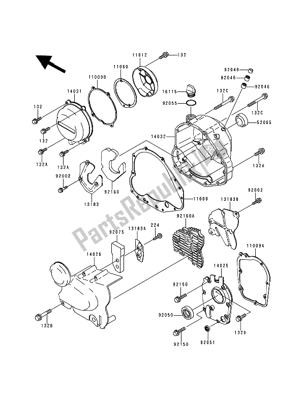 Wszystkie części do Pokrywa Silnika Kawasaki Zephyr 750 1993