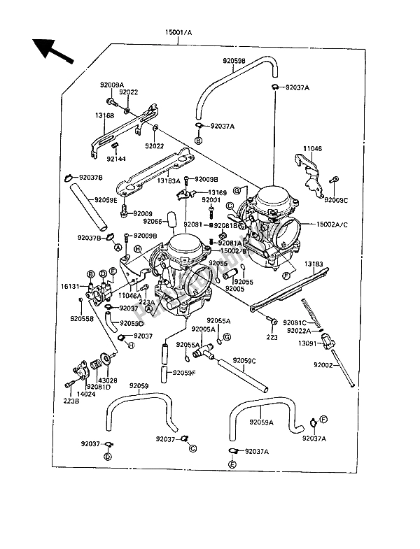 Tutte le parti per il Carburatore del Kawasaki EL 250 1988