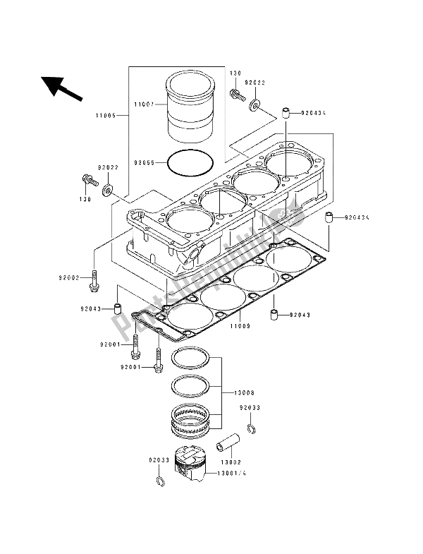 All parts for the Cylinder & Pistons(s) of the Kawasaki ZZ R 1100 1993