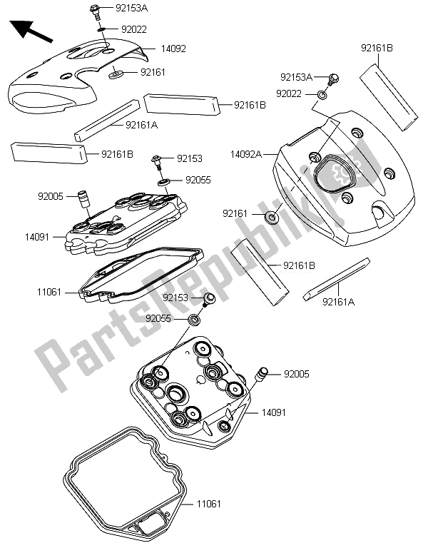 All parts for the Cylinder Head Cover of the Kawasaki VN 900 Classic 2014