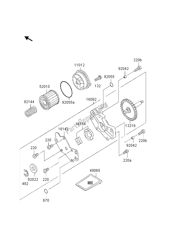 All parts for the Oil Pump of the Kawasaki KLX 300R 1997