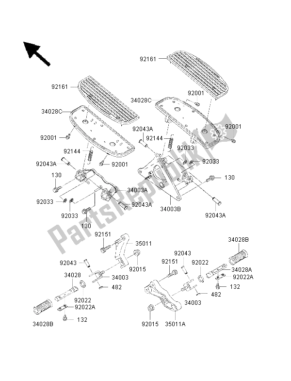 Tutte le parti per il Poggiapiedi del Kawasaki VN 1500 Classic FI 2002