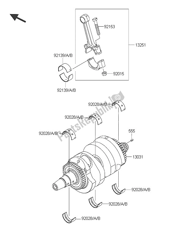 All parts for the Crankshaft of the Kawasaki ER 6N 650 2016