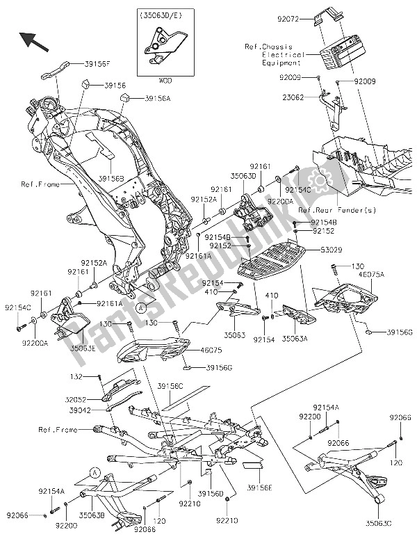 Toutes les pièces pour le Ferrures De Cadre du Kawasaki Versys 1000 2016