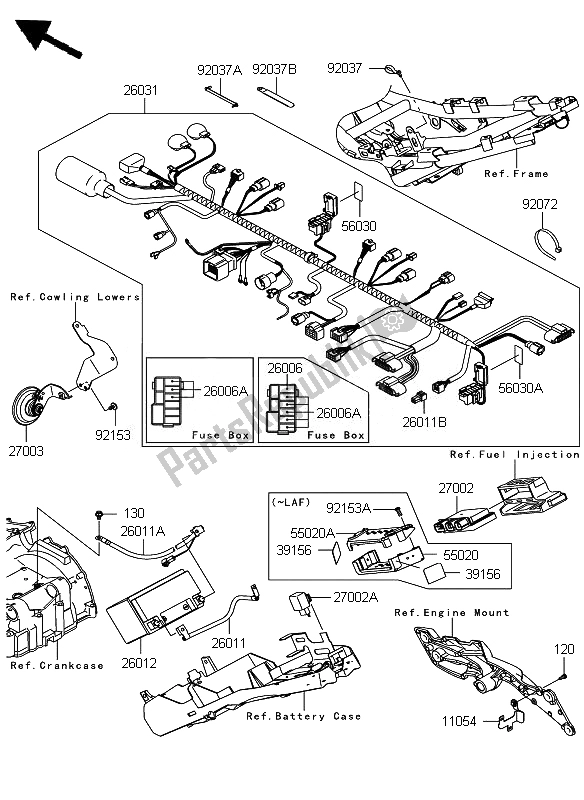 Alle onderdelen voor de Chassis Elektrische Apparatuur van de Kawasaki Z 750 2007