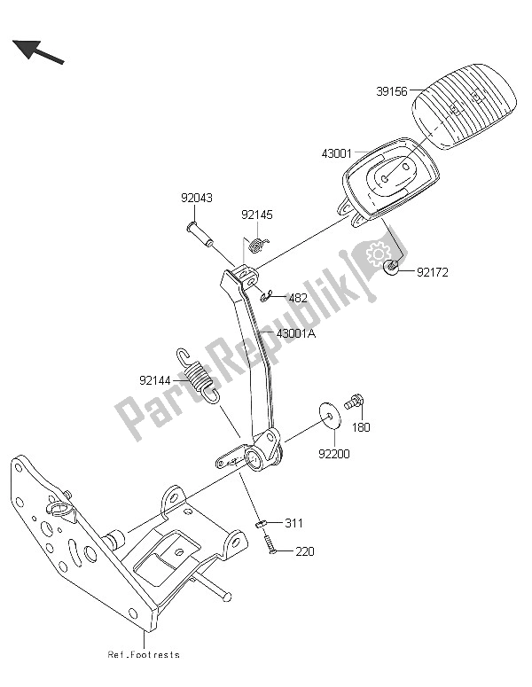 All parts for the Brake Pedal of the Kawasaki Vulcan 1700 Voyager ABS 2016