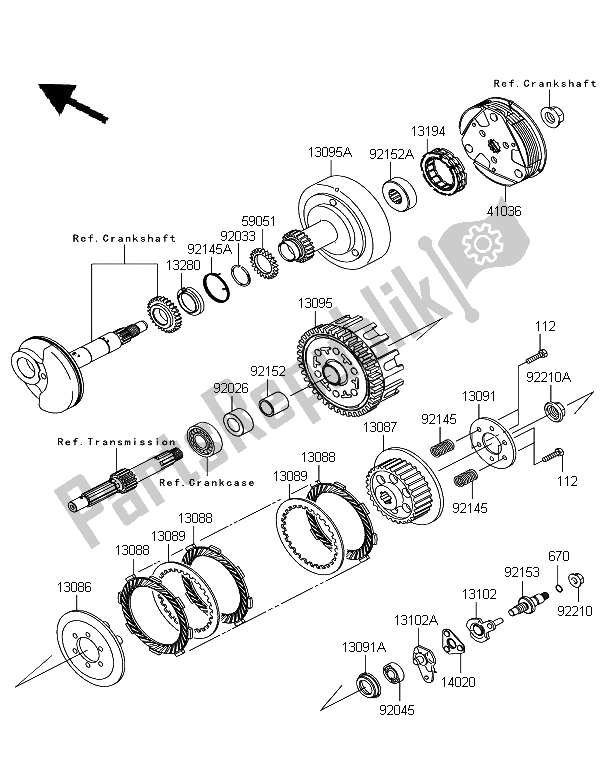 Alle onderdelen voor de Koppeling van de Kawasaki KLX 110 2009