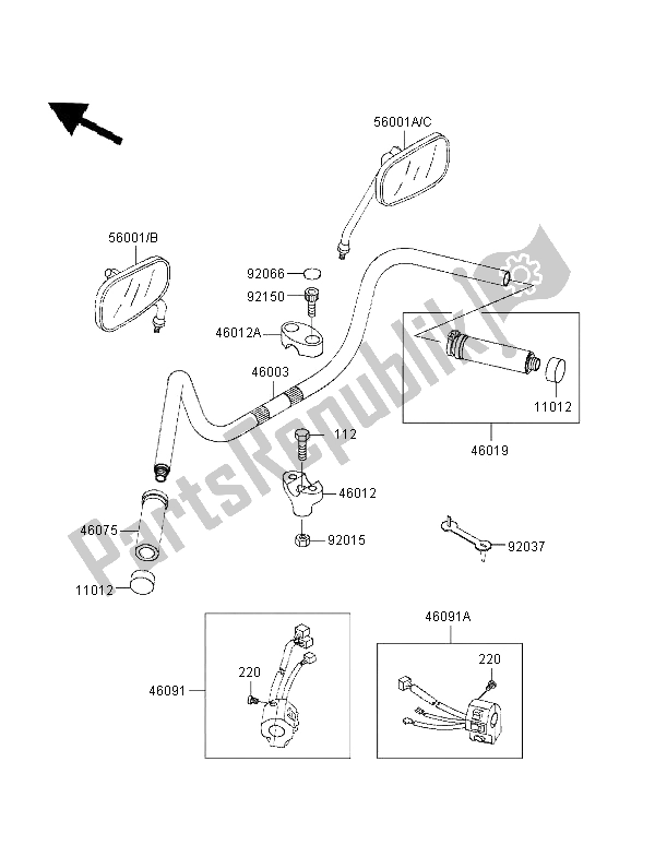 All parts for the Handlebar of the Kawasaki VN 1500 Classic 1996