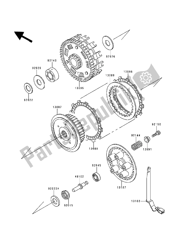 Tutte le parti per il Frizione del Kawasaki ZZ R 600 1993