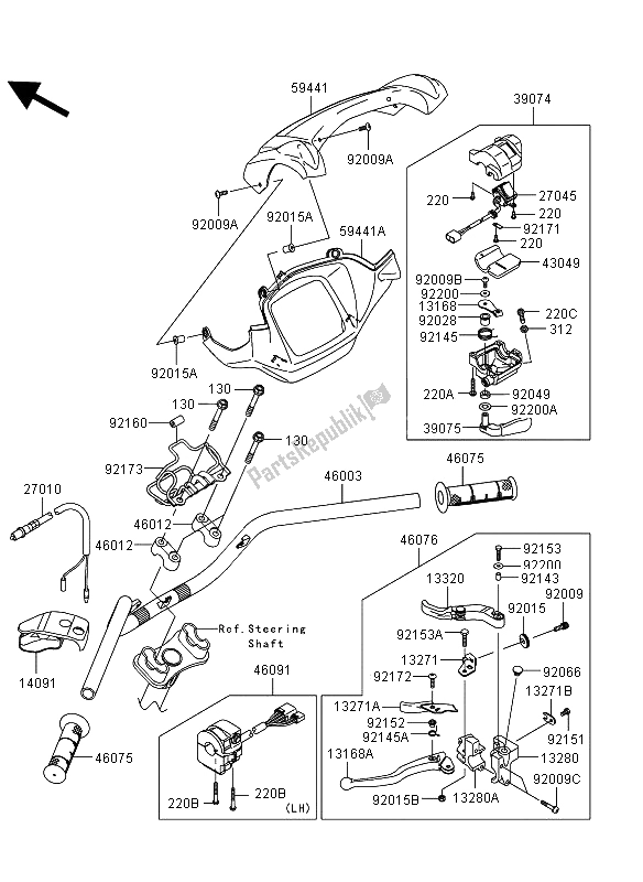 Todas las partes para Manillar de Kawasaki KVF 750 4X4 EPS 2013