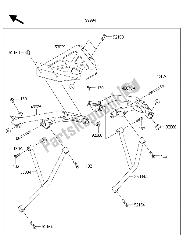 All parts for the Accessory (top Case Bracket) of the Kawasaki ER 6N 650 2015