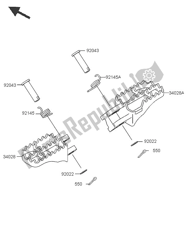 All parts for the Footrests of the Kawasaki KX 125 2005