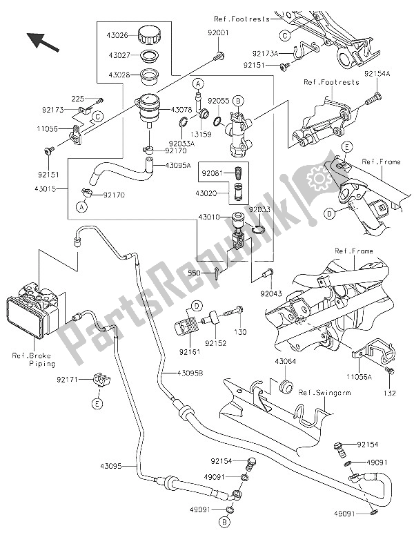 Toutes les pièces pour le Maître-cylindre Arrière du Kawasaki Z 300 ABS 2016