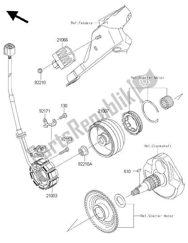 Toutes les pièces pour le Générateur du Kawasaki KLX 450R 2015