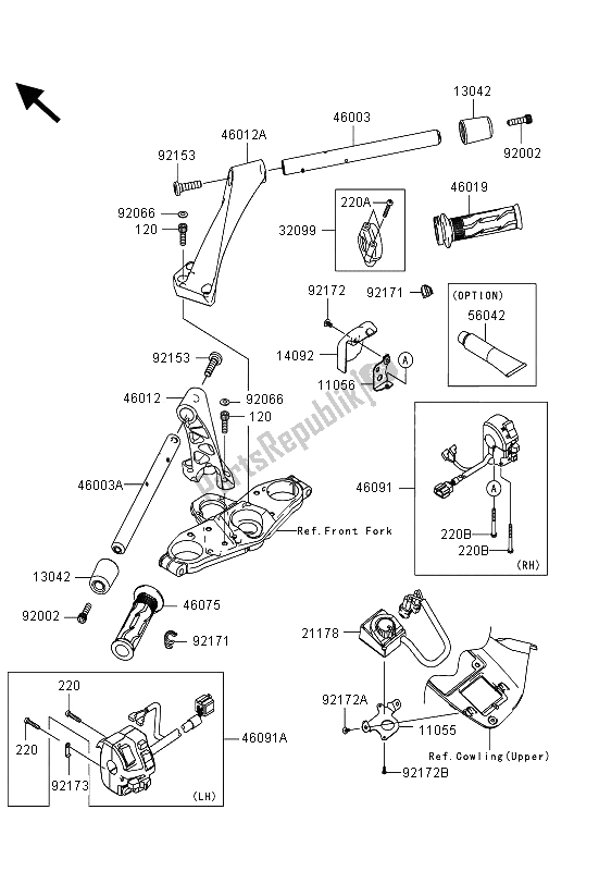 Alle onderdelen voor de Stuur van de Kawasaki 1400 GTR ABS 2013