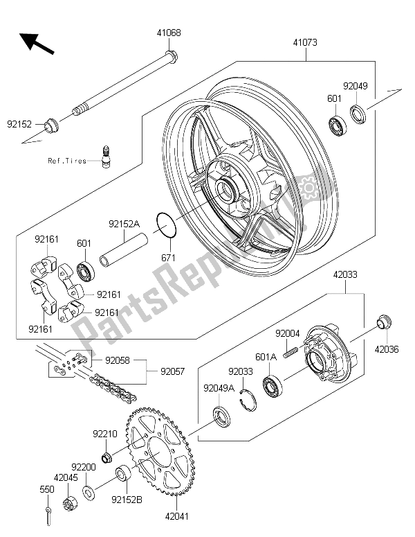 Wszystkie części do Piasta Tylna Kawasaki ER 6F ABS 650 2015