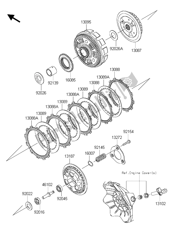 Toutes les pièces pour le Embrayage du Kawasaki Ninja 300 2015