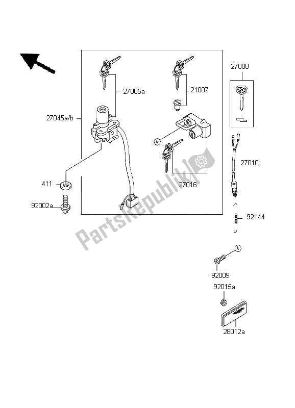 All parts for the Ignition Switch of the Kawasaki KLR 650 1999