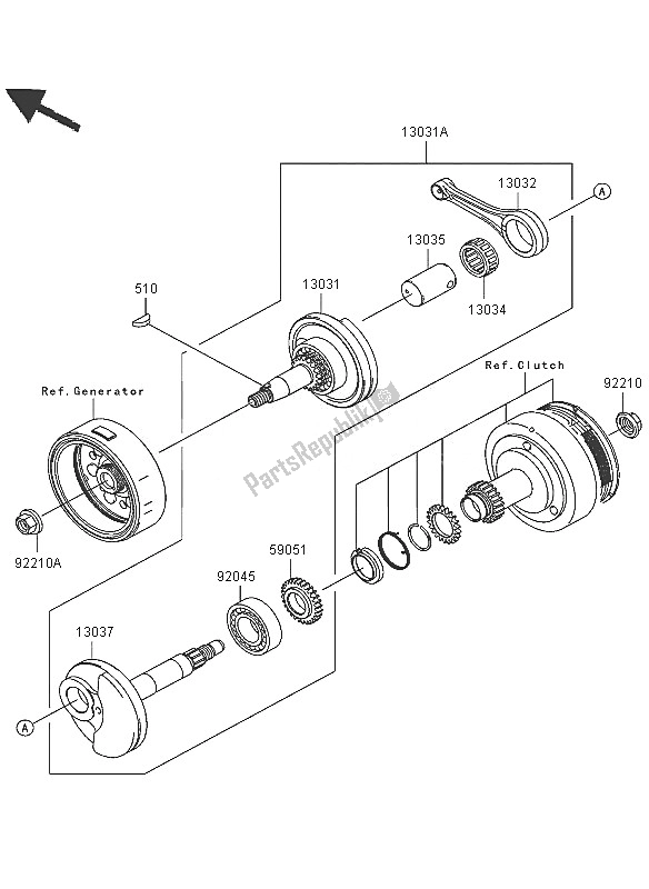 Toutes les pièces pour le Vilebrequin du Kawasaki KLX 110 2005