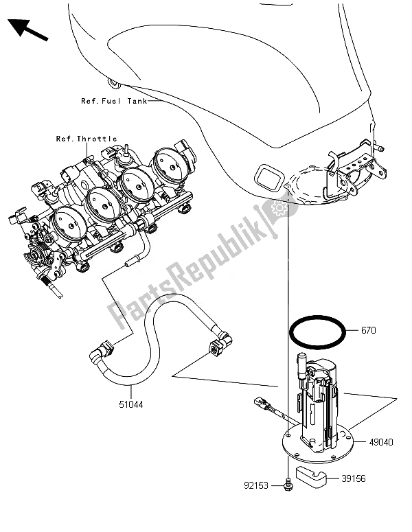 All parts for the Fuel Pump of the Kawasaki Ninja ZX 6R 600 2014