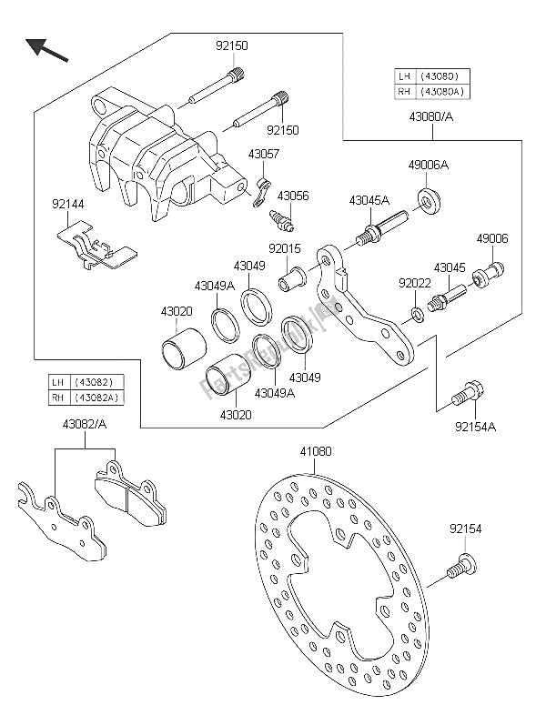 All parts for the Front Brake of the Kawasaki Brute Force 750 4X4I EPS 2016