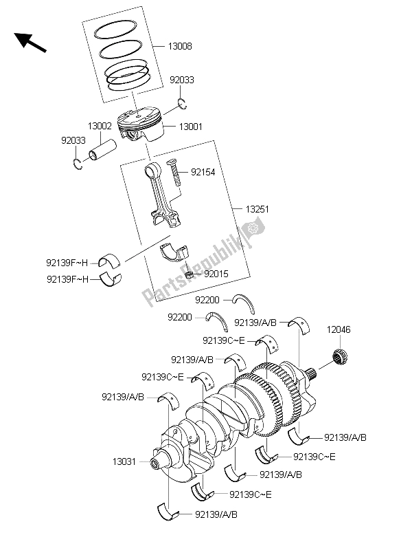 All parts for the Crankshaft & Piston(s) of the Kawasaki ZZR 1400 ABS 2015